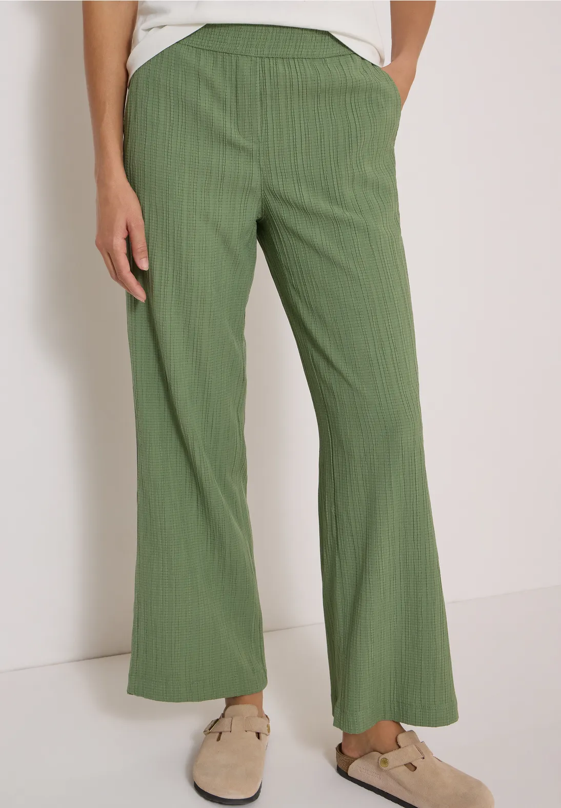 Cecil Wide Leg Broek Neele - Deep Matcha Green