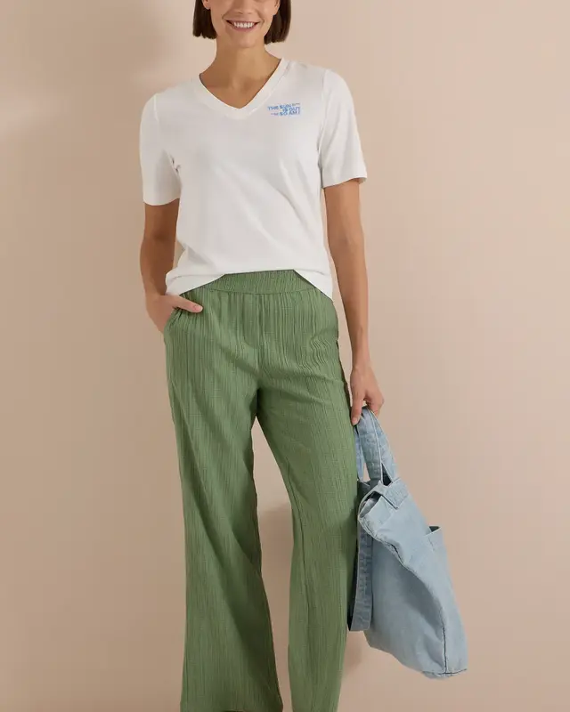 Cecil Wide Leg Pants Neele - Deep Matcha Green