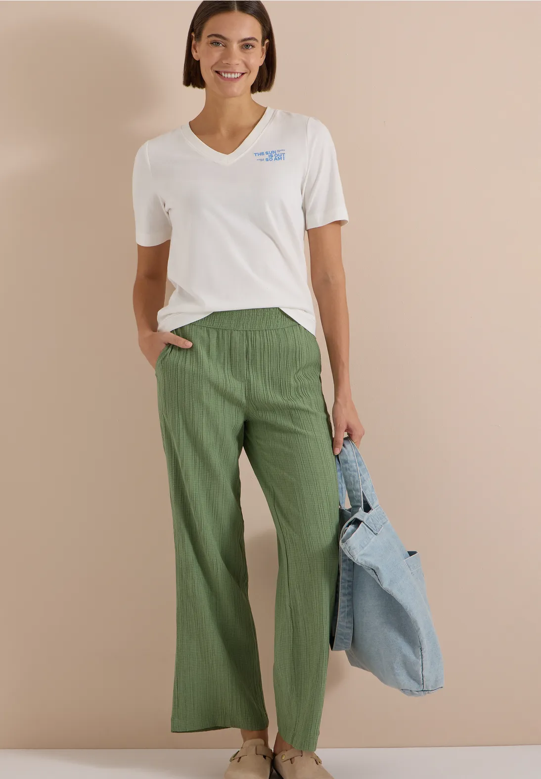 Cecil Wide Leg Broek Neele - Deep Matcha Green