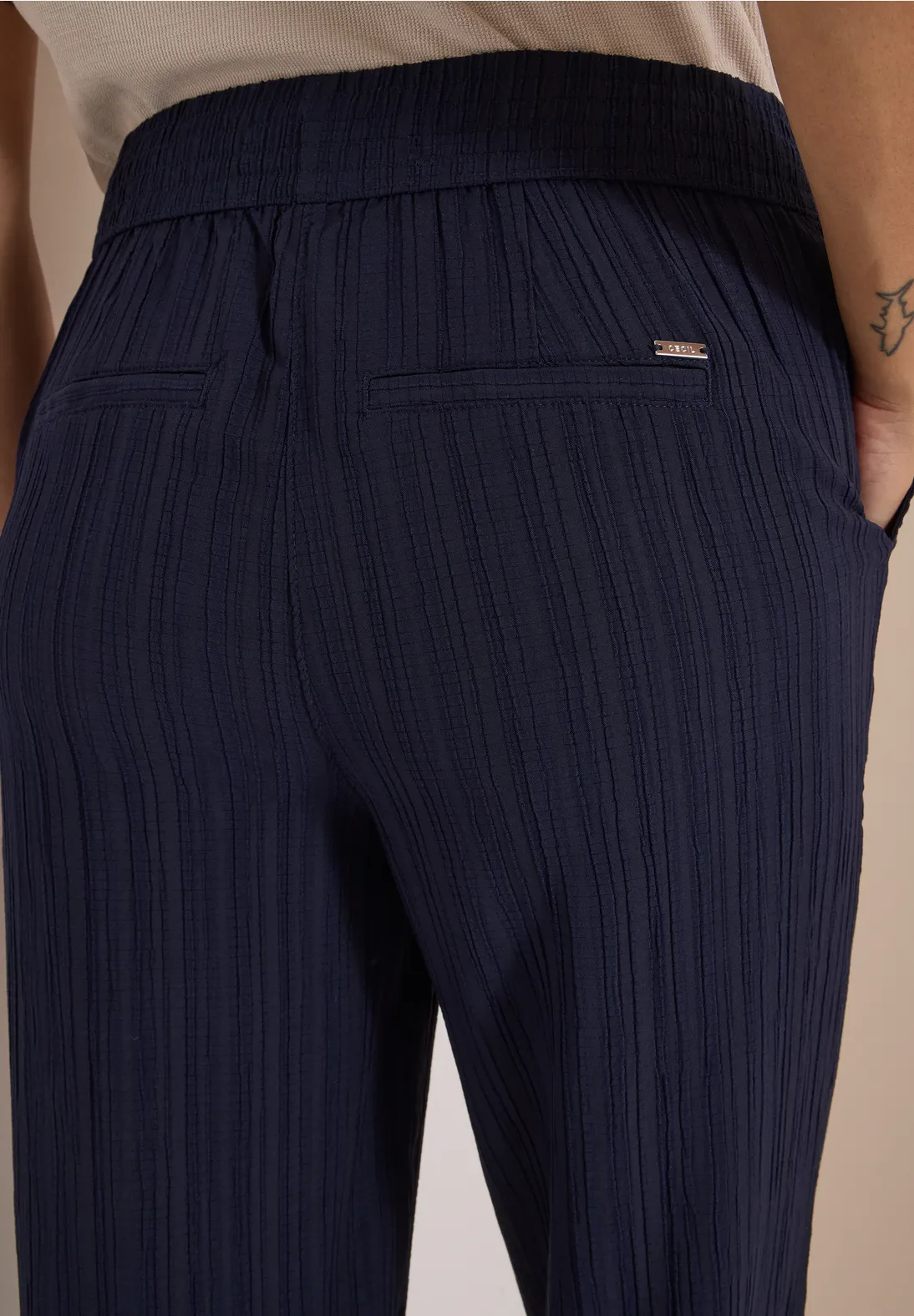 Cecil Wide Leg Broek Neele - Urban Dark Blue