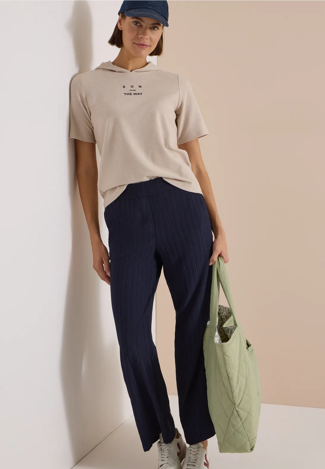 Cecil Wide Leg Broek Neele - Urban Dark Blue
