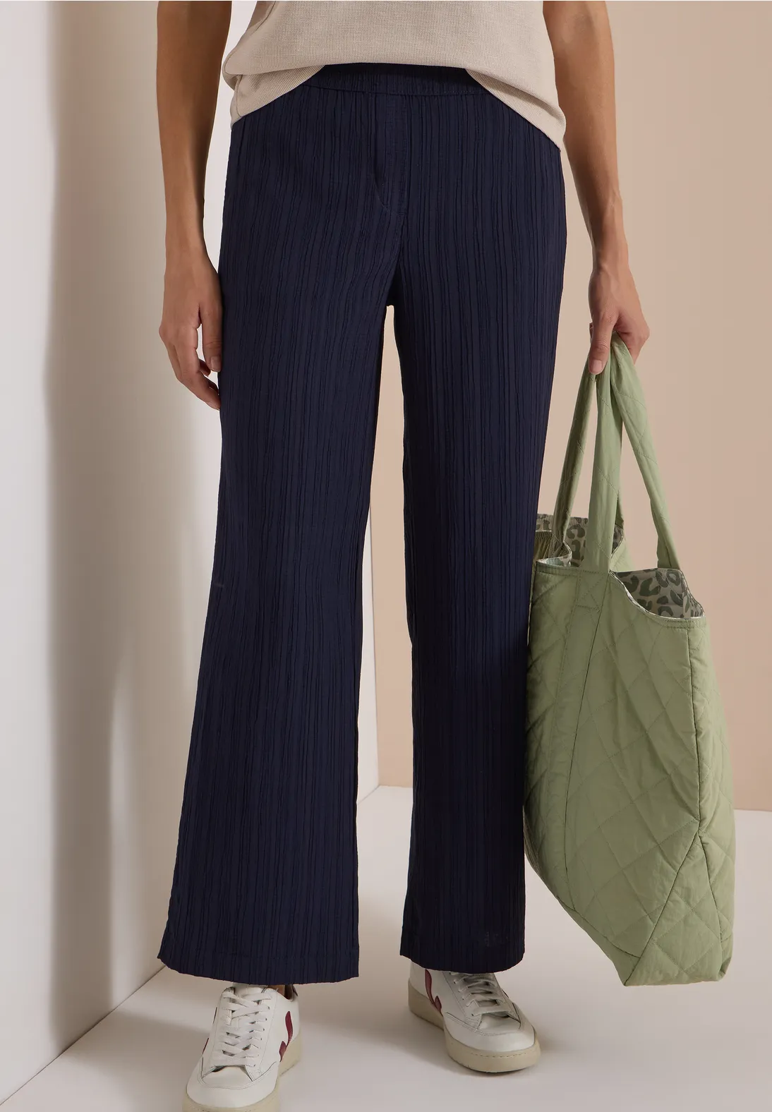 Cecil Wide Leg Broek Neele - Urban Dark Blue