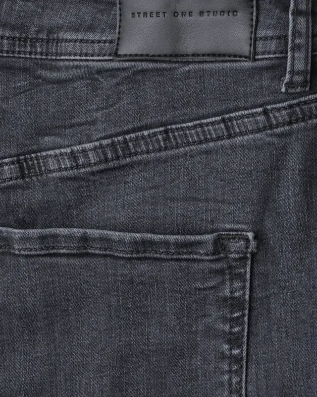 Street One Studio High Waist Barrel Jeans - Steel Grey Net Washed