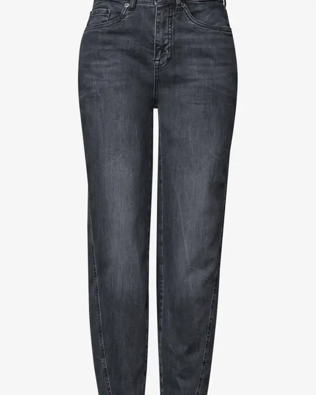 Street One Studio High Waist Barrel Jeans - Steel Grey Net Washed