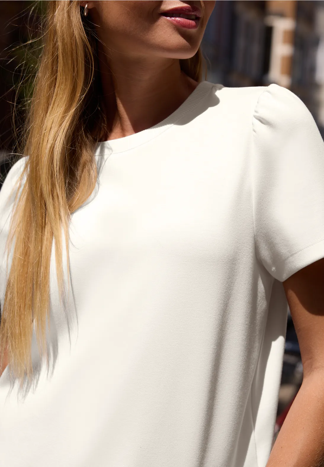 Street One Studio Effen Shirt met Plooien - Off White