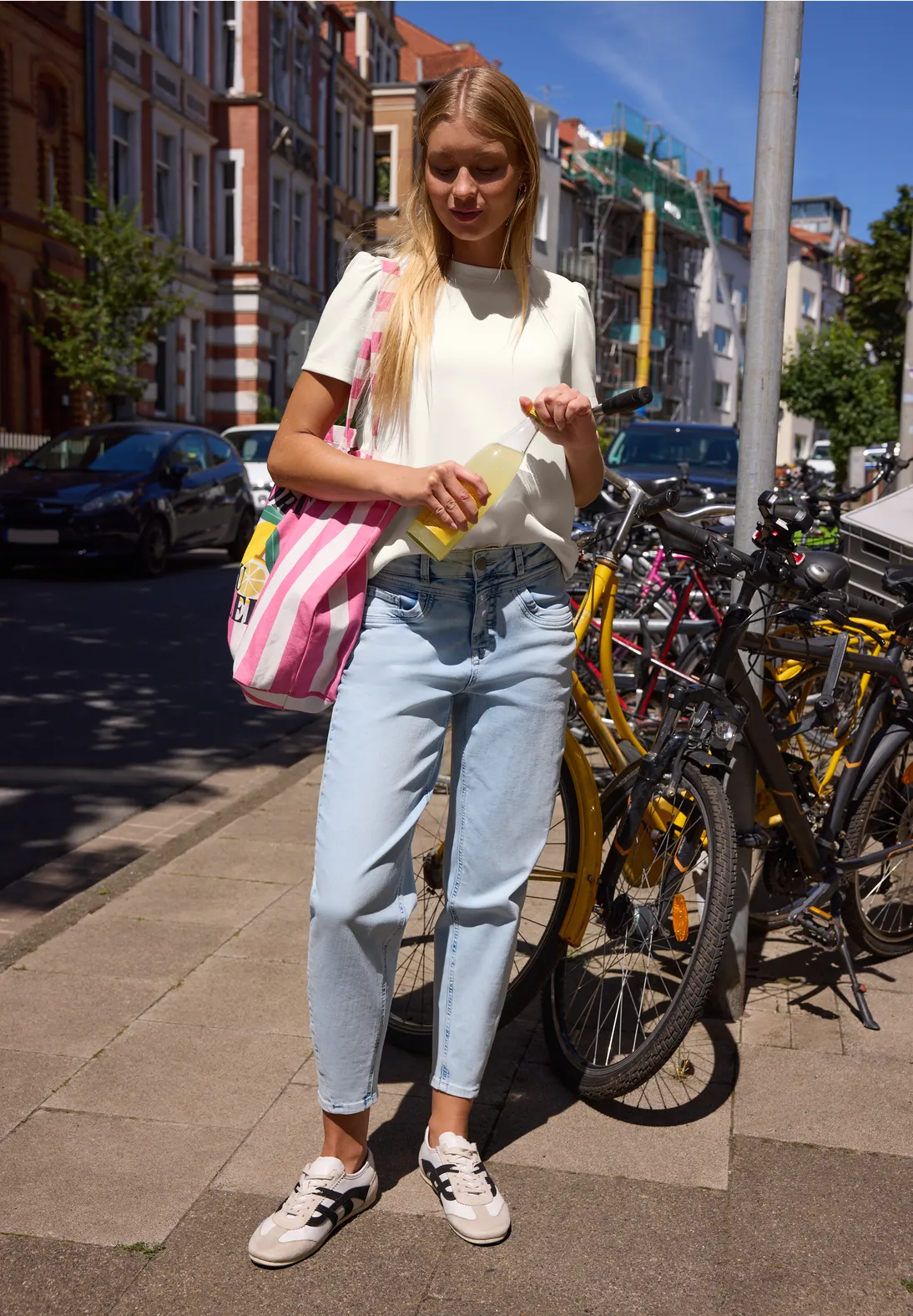 Street One Studio Effen Shirt met Plooien - Off White