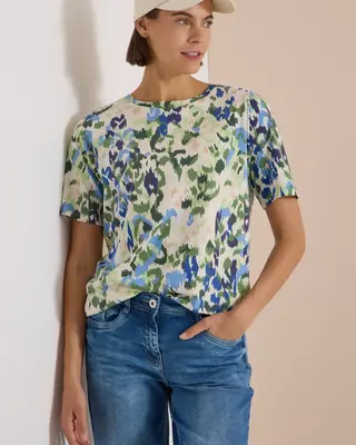 Cecil Shirt met Print - Cashmere Beige