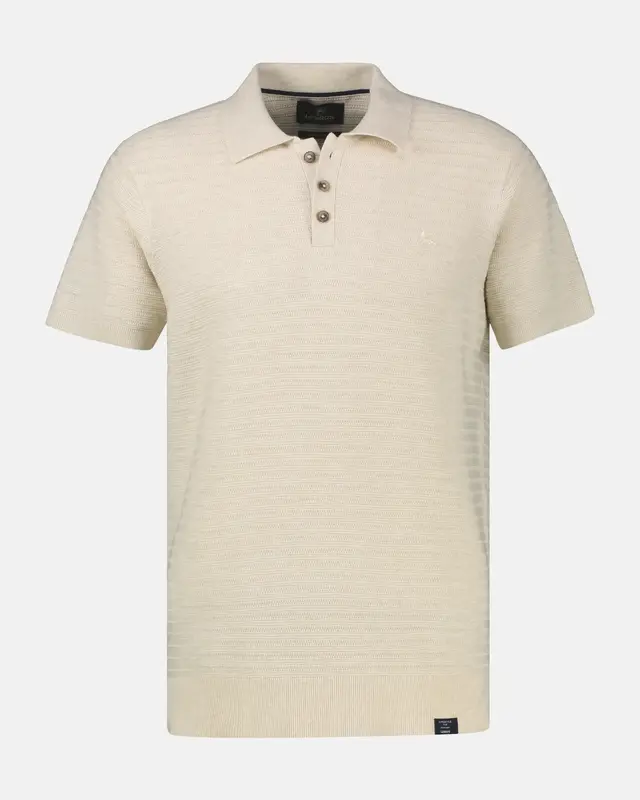 Lerros Poloshirt Striped Structure - Broken White Melange