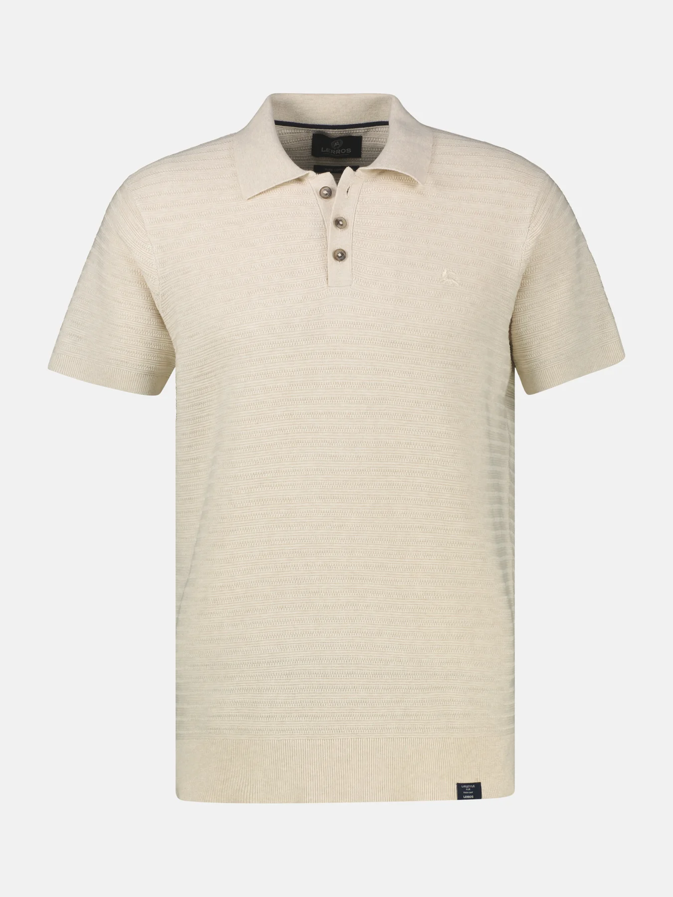 Lerros Poloshirt Strepenstructuur - Broken White Melange