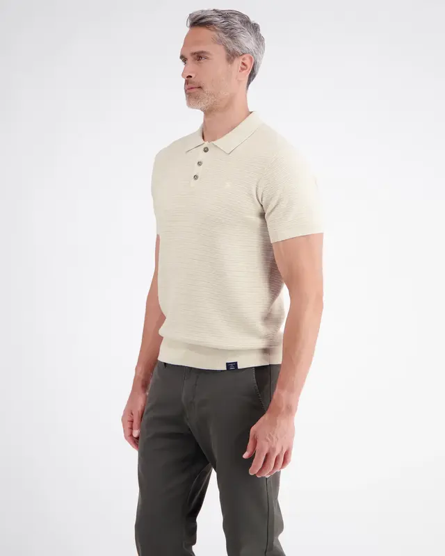 Lerros Poloshirt Strepenstructuur - Broken White Melange