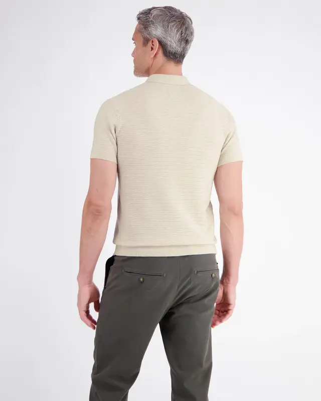 Lerros Poloshirt Striped Structure - Broken White Melange