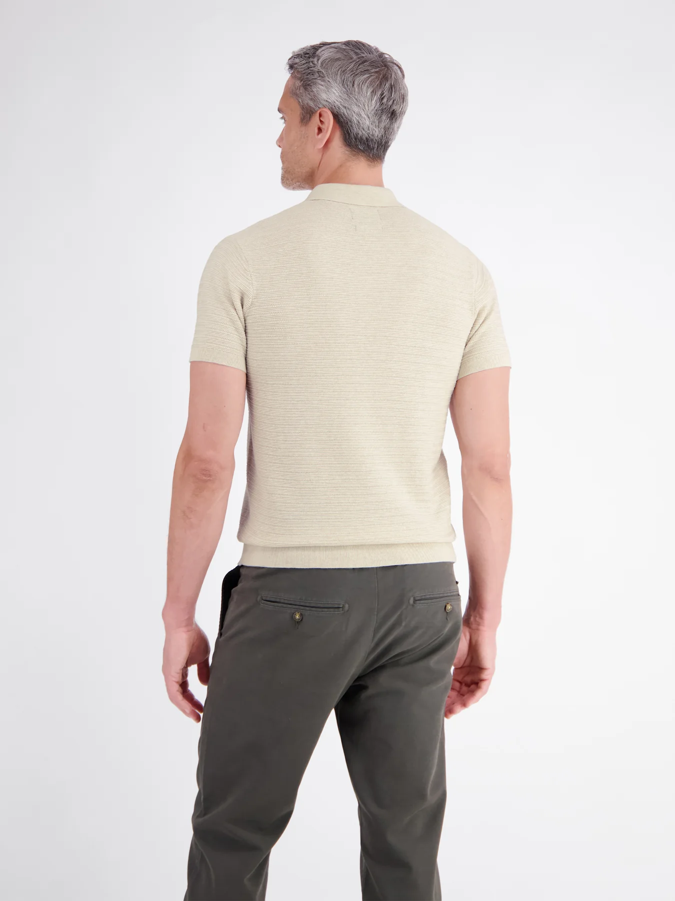 Lerros Poloshirt Streifenstruktur - Broken White Melange
