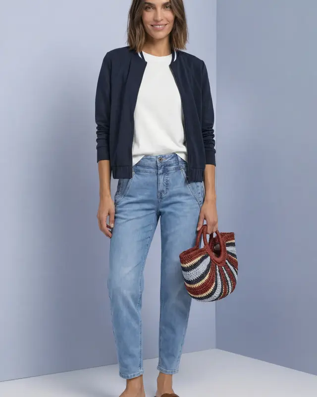Street One Silk Look Jacket - Darkest Blue