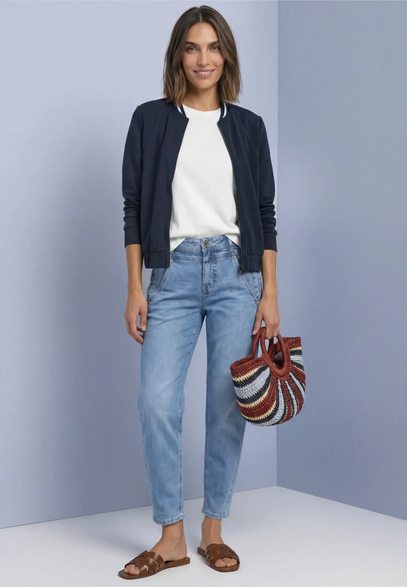 Street One Silk Look Jacket - Darkest Blue