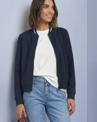 Street One Silk Look Jacket - Darkest Blue