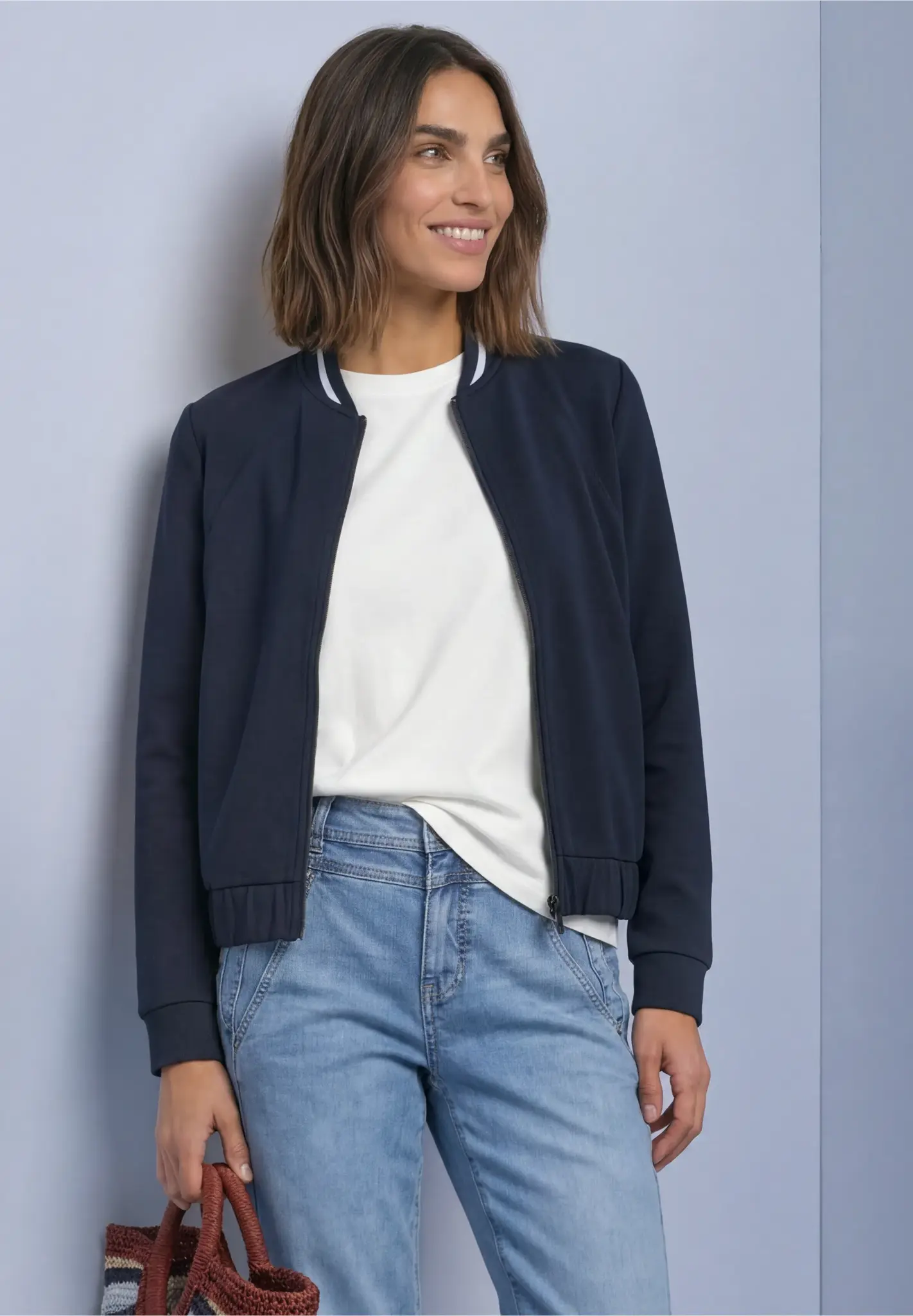 Street One Silk Look Jacke - Darkest Blue