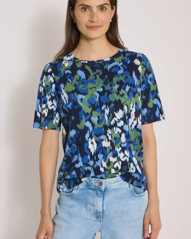 Cecil Shirt met Print - Urban Dark Blue