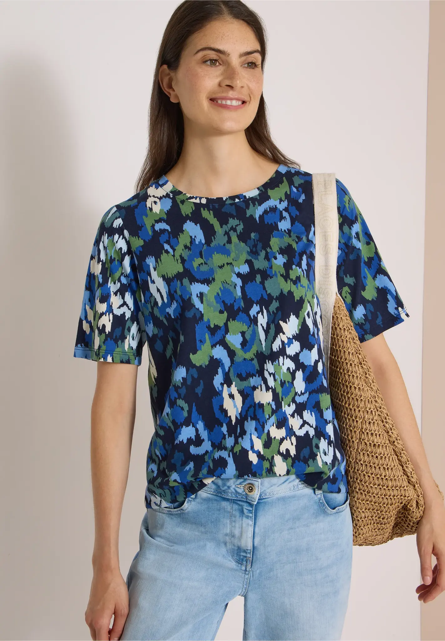 Cecil Shirt met Print - Urban Dark Blue