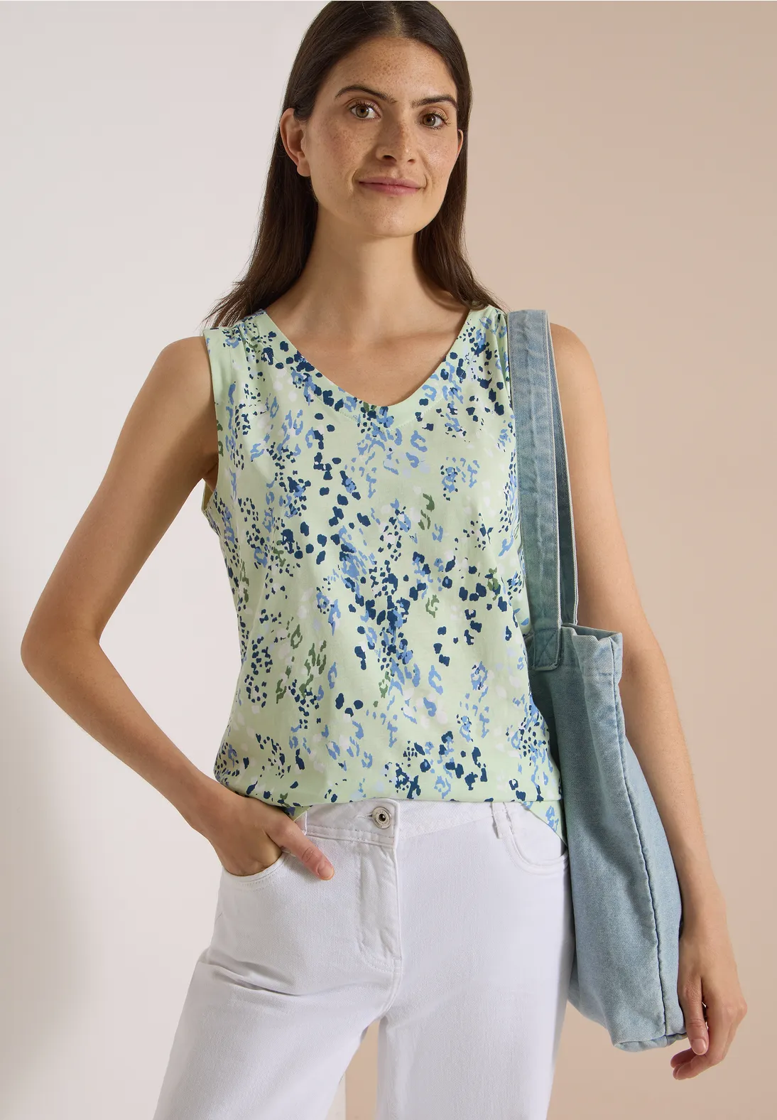 Cecil Top met Print - Raw Matcha Lime