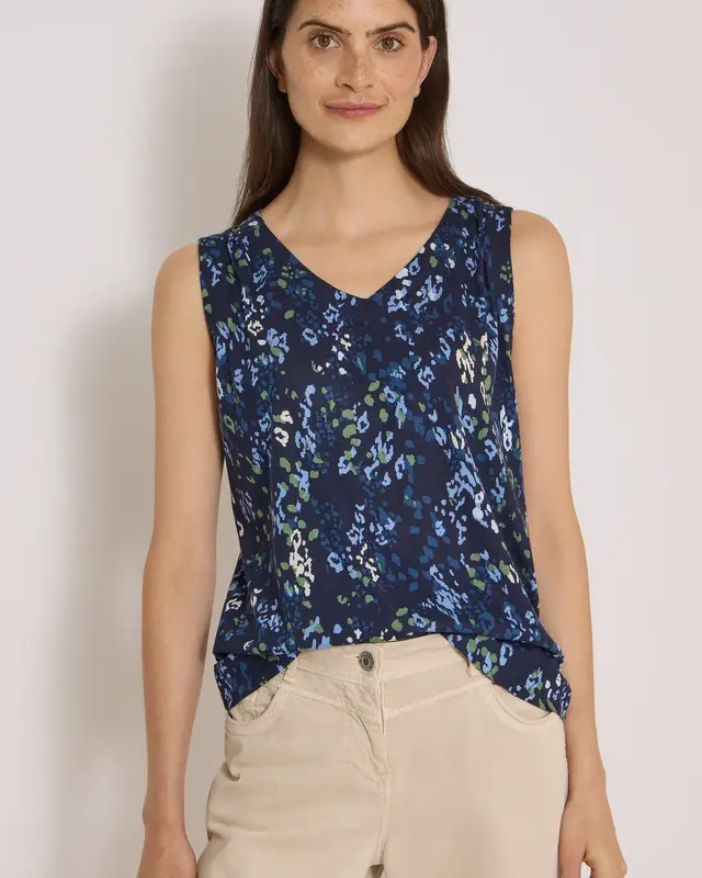 Cecil Top with Print - Urban Dark Blue