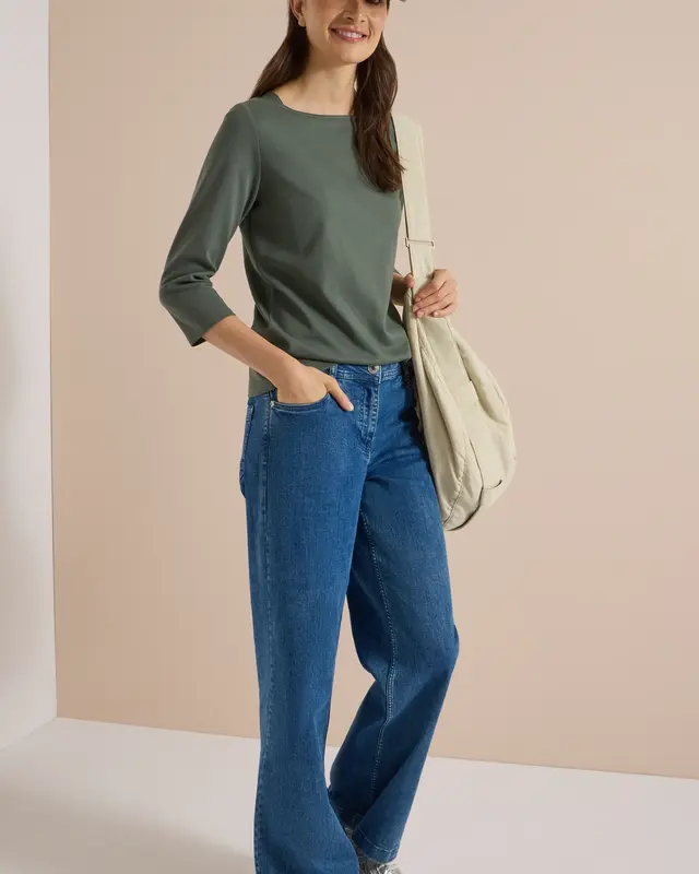 Cecil Basic Shirt, Boothals - Dried Olive Green