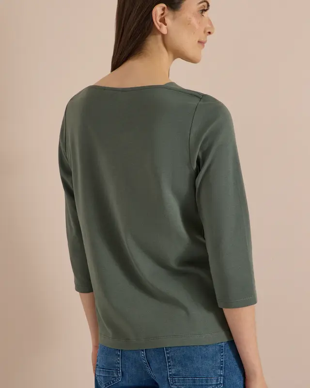 Cecil Basic Shirt, Boothals - Dried Olive Green