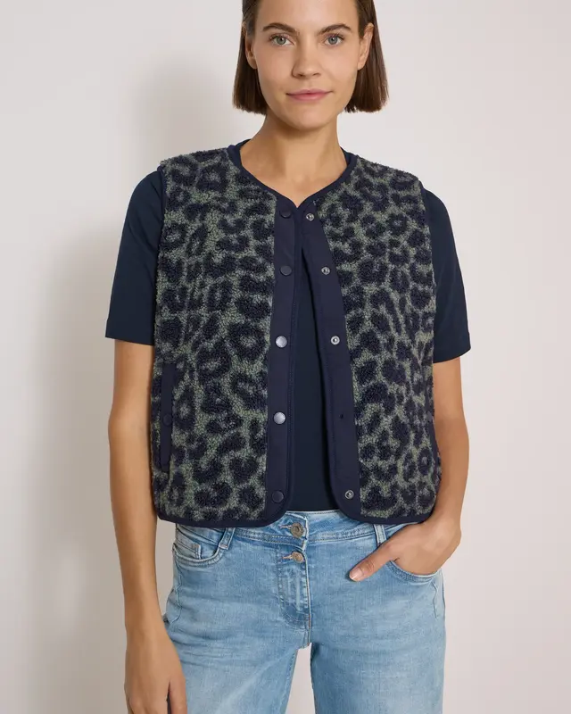 Cecil Teddy Vest - Dried Olive Green