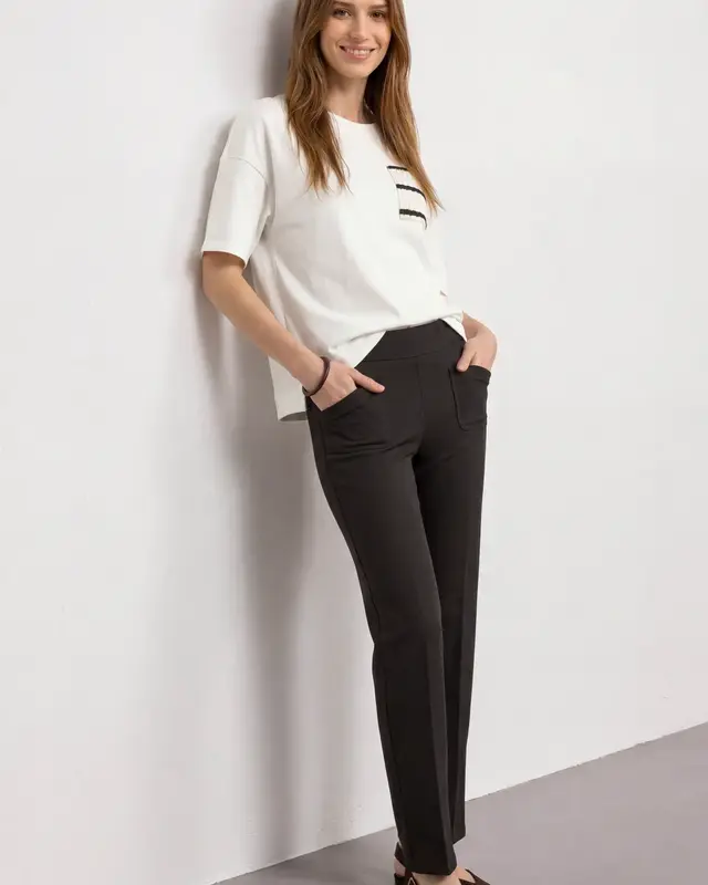 Street One High Waist Hose Amalia - Black Coffee