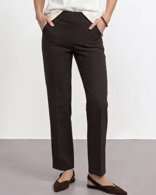 Street One High Waist Pants Amalia - Black Coffee