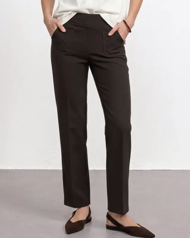 Street One High Waist Pants Amalia - Black Coffee