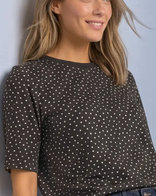 Street One Stippen Shirt - Black Coffee