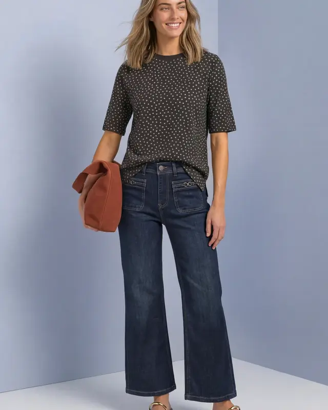 Street One Dot Shirt - Black Coffee