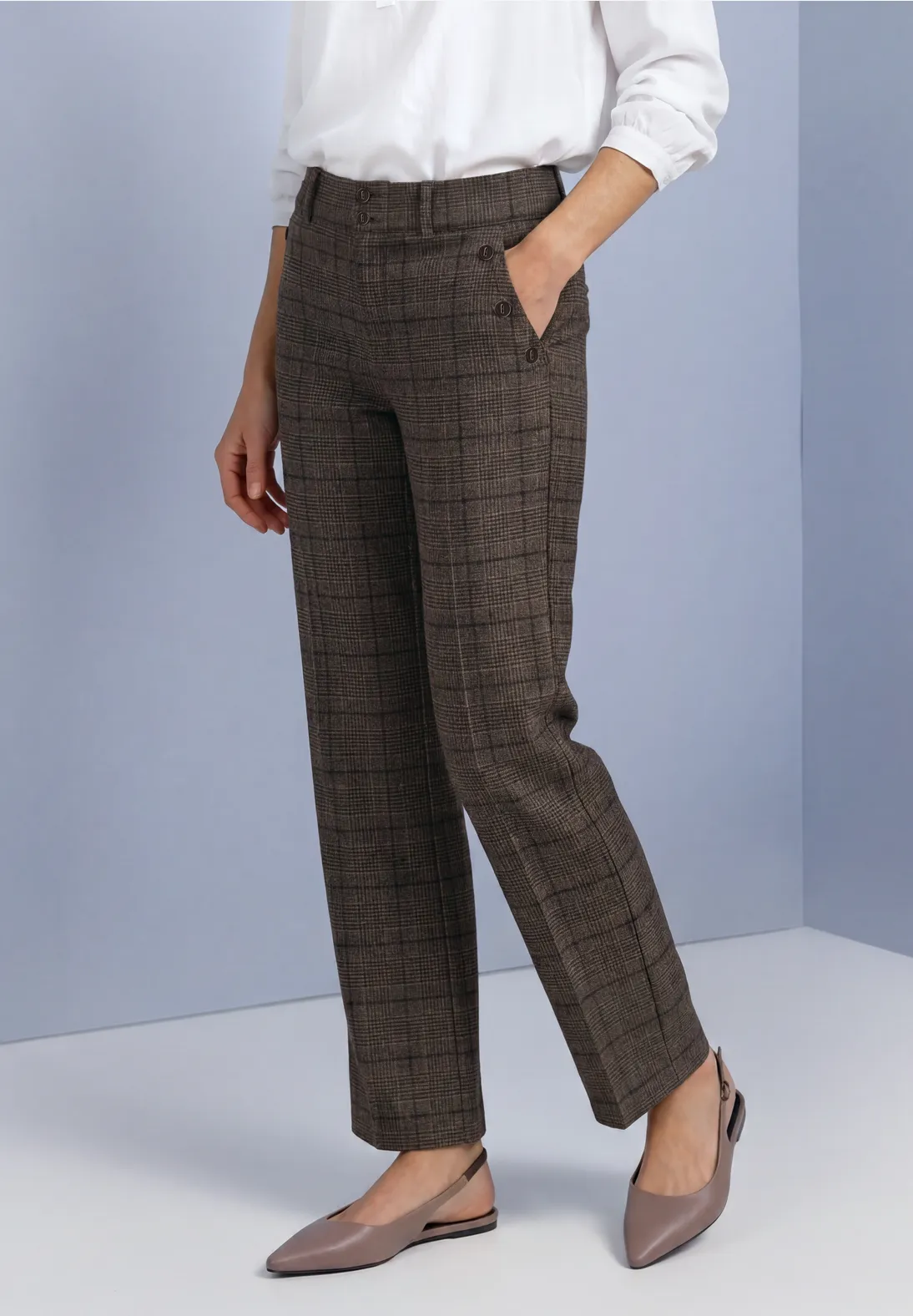 Street One High Waist Pants Amalia - Darkest Brown