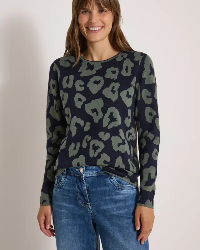 Cecil Trui Luipaardprint - Urban Dark Blue