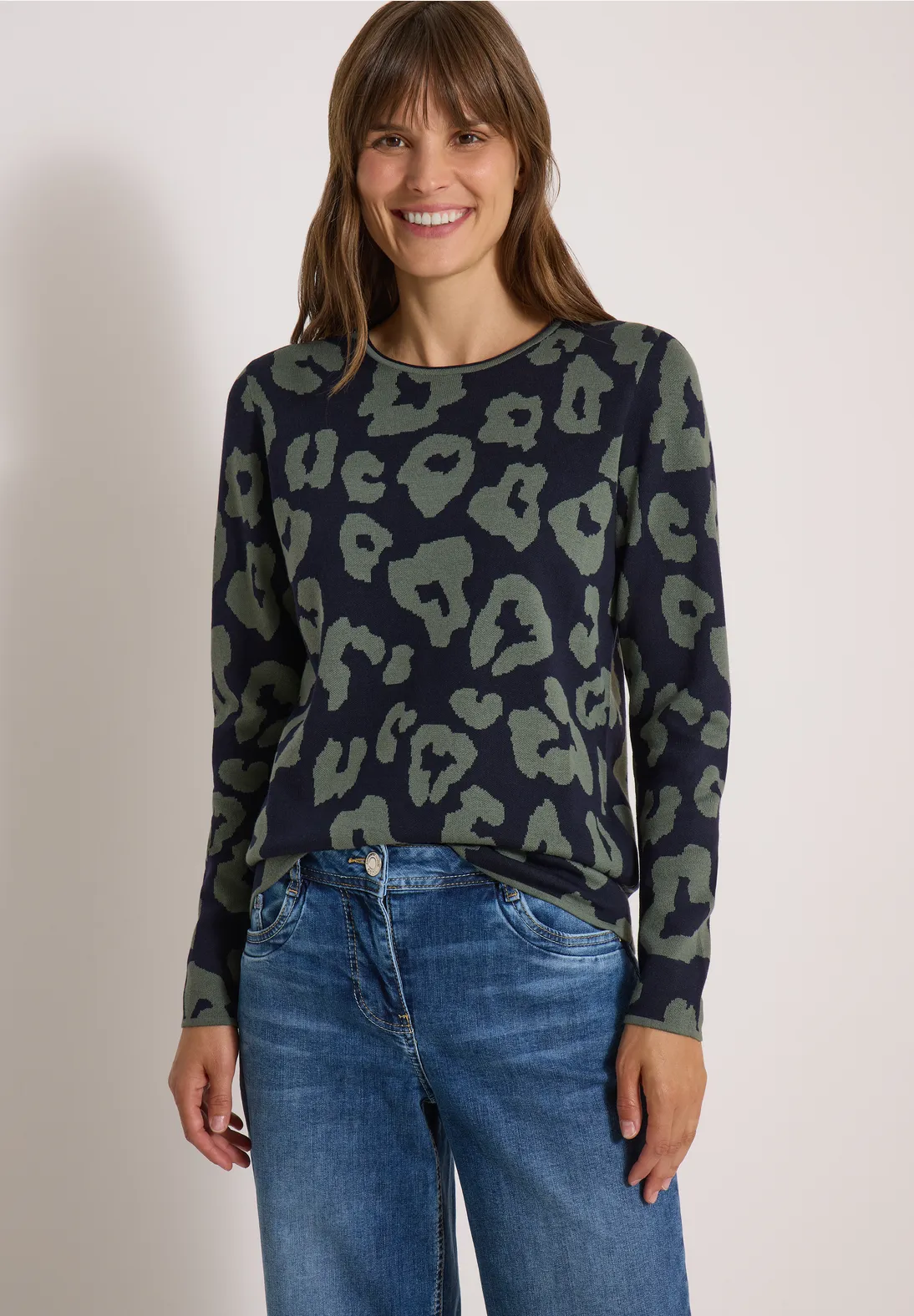 Cecil Trui Luipaardprint - Urban Dark Blue