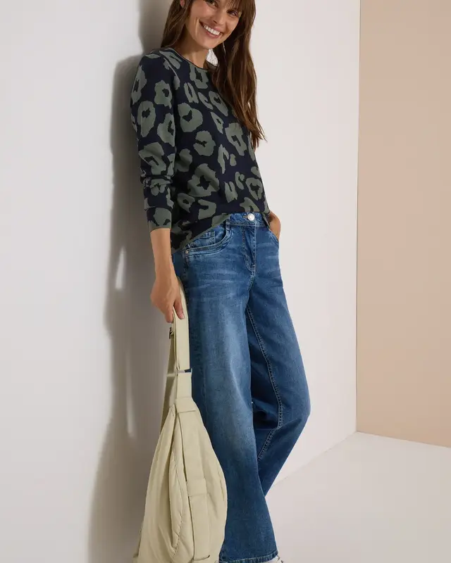 Cecil Jumper Leopard Print - Urban Dark Blue