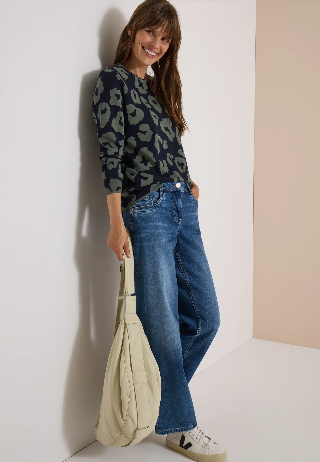Cecil Trui Luipaardprint - Urban Dark Blue