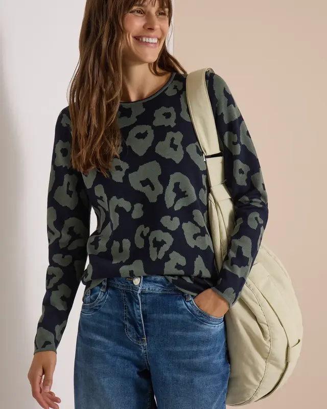Cecil Jumper Leopard Print - Urban Dark Blue