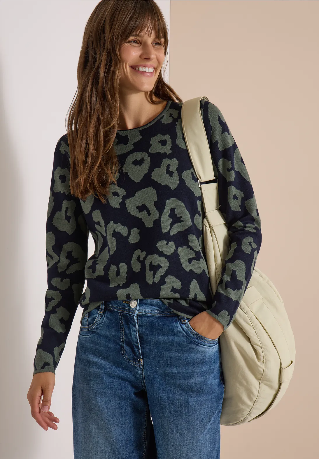 Cecil Jumper Leopard Print - Urban Dark Blue
