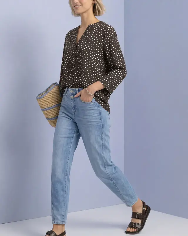 Street One Stippen Blouse - Black Coffee