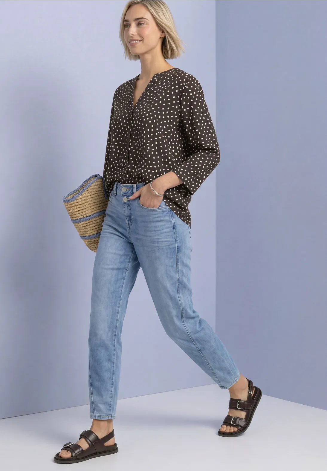 Street One Dot Blouse - Black Coffee