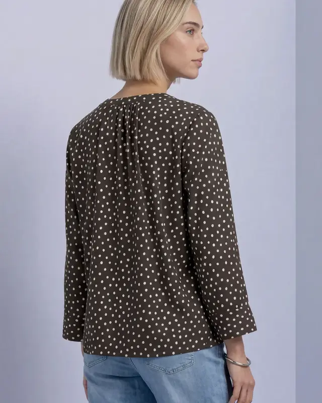 Street One Tupfen Bluse - Black Coffee