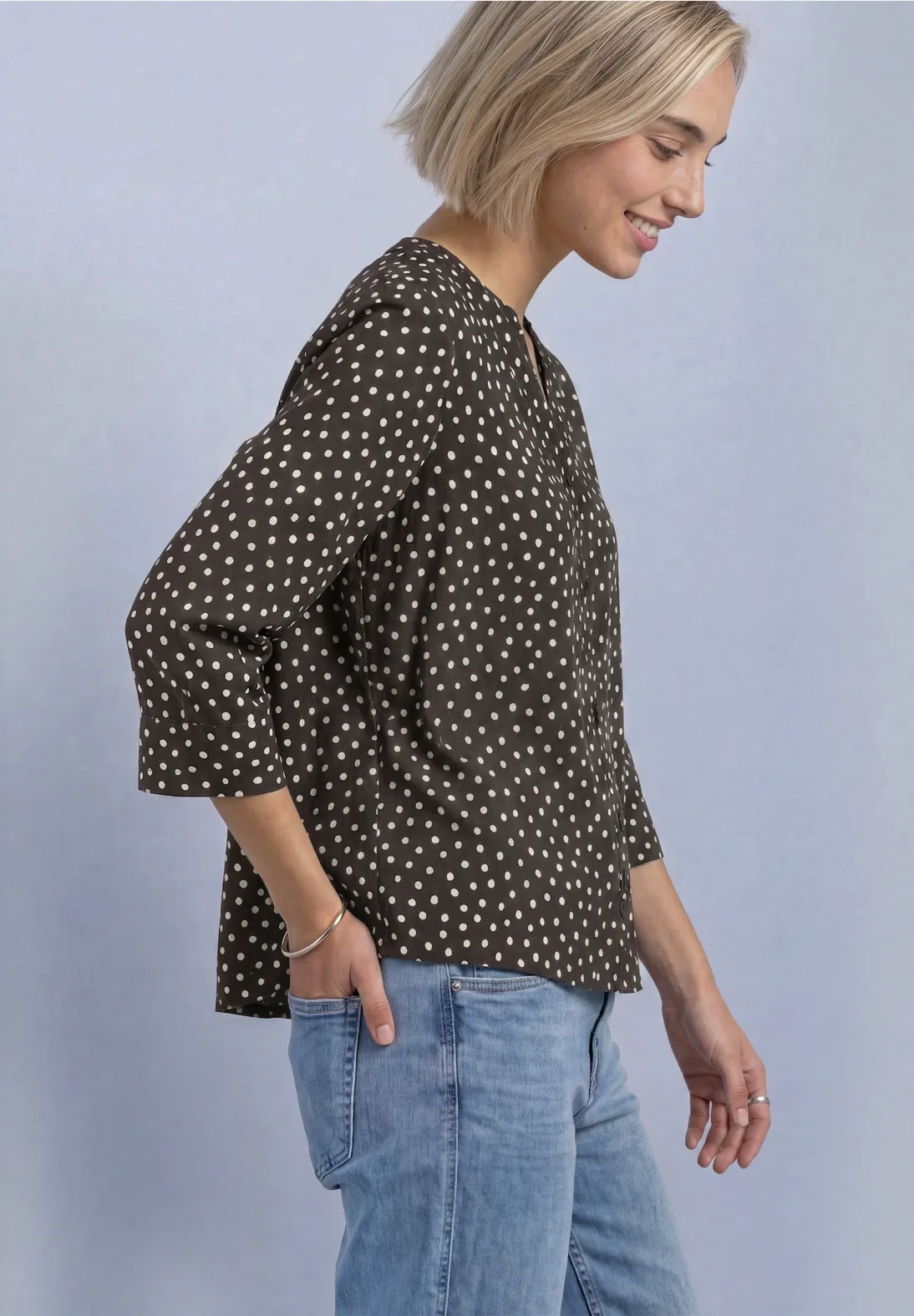Street One Stippen Blouse - Black Coffee