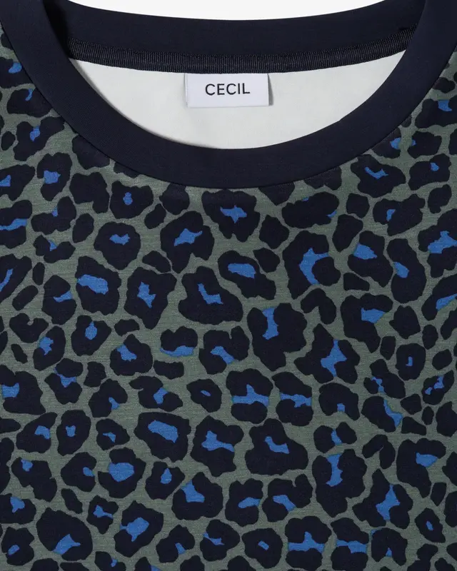 Cecil Shirt with Leopard Print - Dried Olive Green