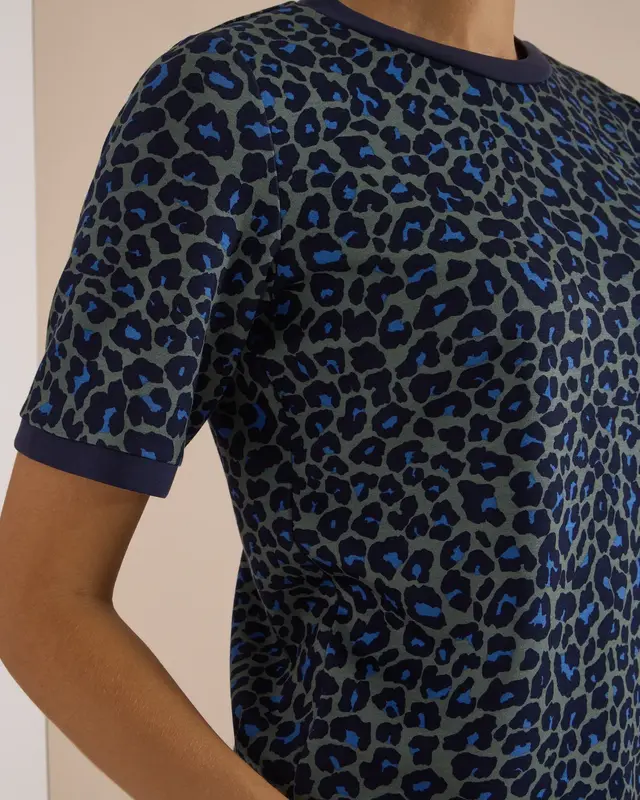 Cecil Shirt with Leopard Print - Dried Olive Green