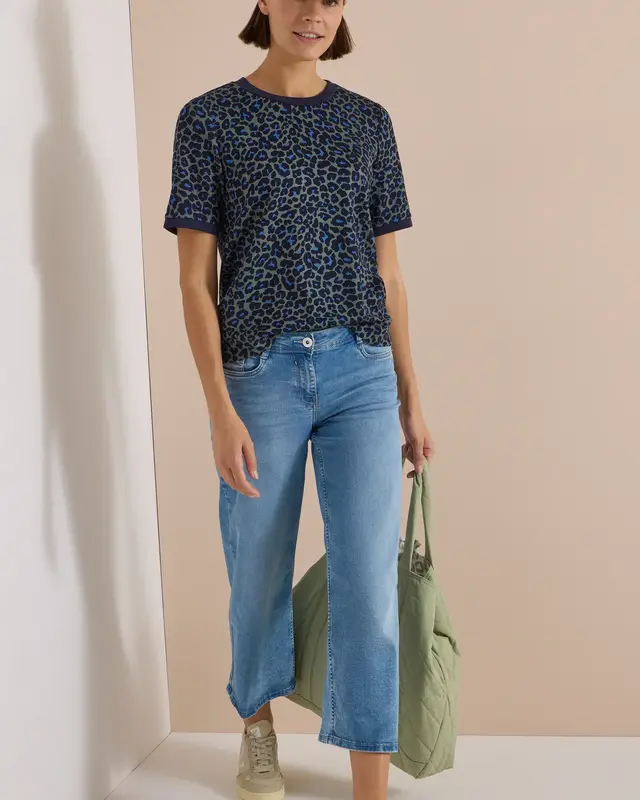 Cecil Shirt with Leopard Print - Dried Olive Green