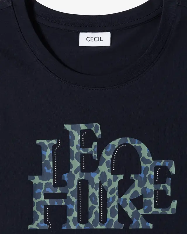 Cecil Shirt met Tekst - Urban Dark Blue