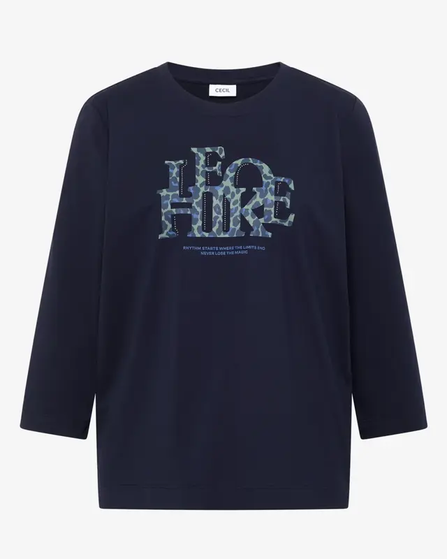 Cecil Shirt met Tekst - Urban Dark Blue