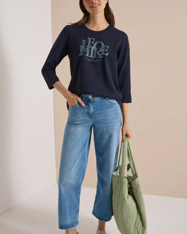 Cecil Shirt met Tekst - Urban Dark Blue