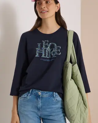 Cecil Shirt with Text - Urban Dark Blue
